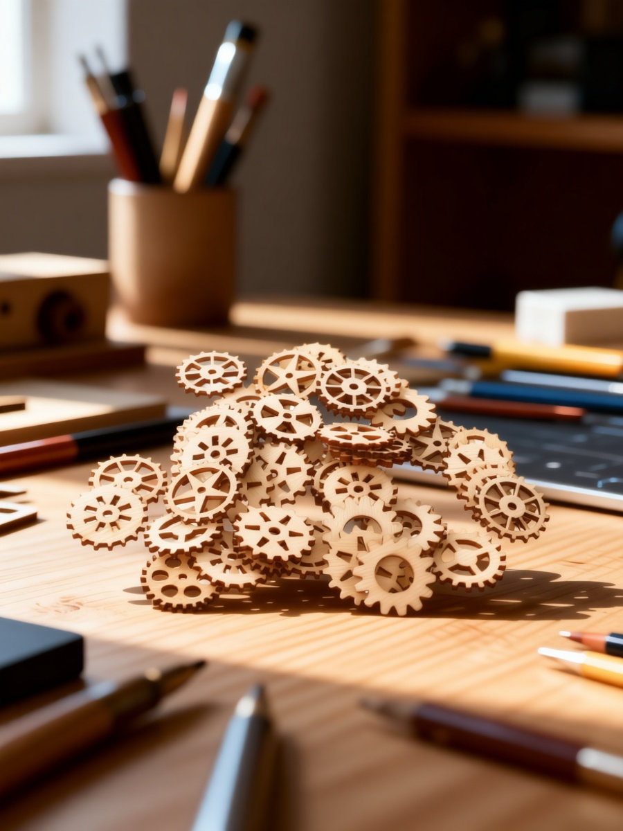 Embellish Craft - 100 Stück Holz-Zahnräder, Bastelteile, Dekorative Verzierungen