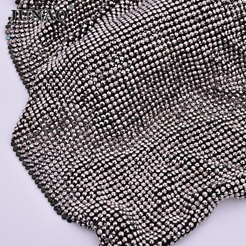 JUNAO 45*120cm Schwarz Gold Kr – Hotfix Rhinestone Sheet Bewertung und Preis