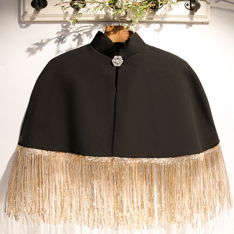 Frauen Frühling Sommer Schwarz – Tassel Fringe Trim Bewertung und Preis